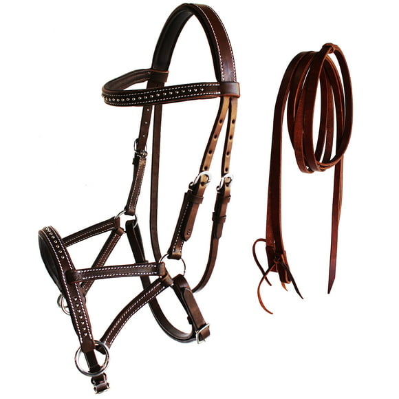 C-F-HS Western Horse Headstall Tack Bridle American Leather Draft Oversize Brown